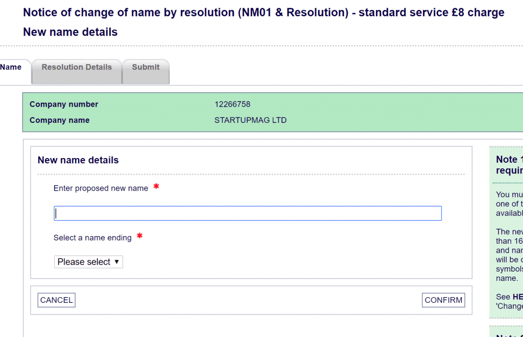 change business name