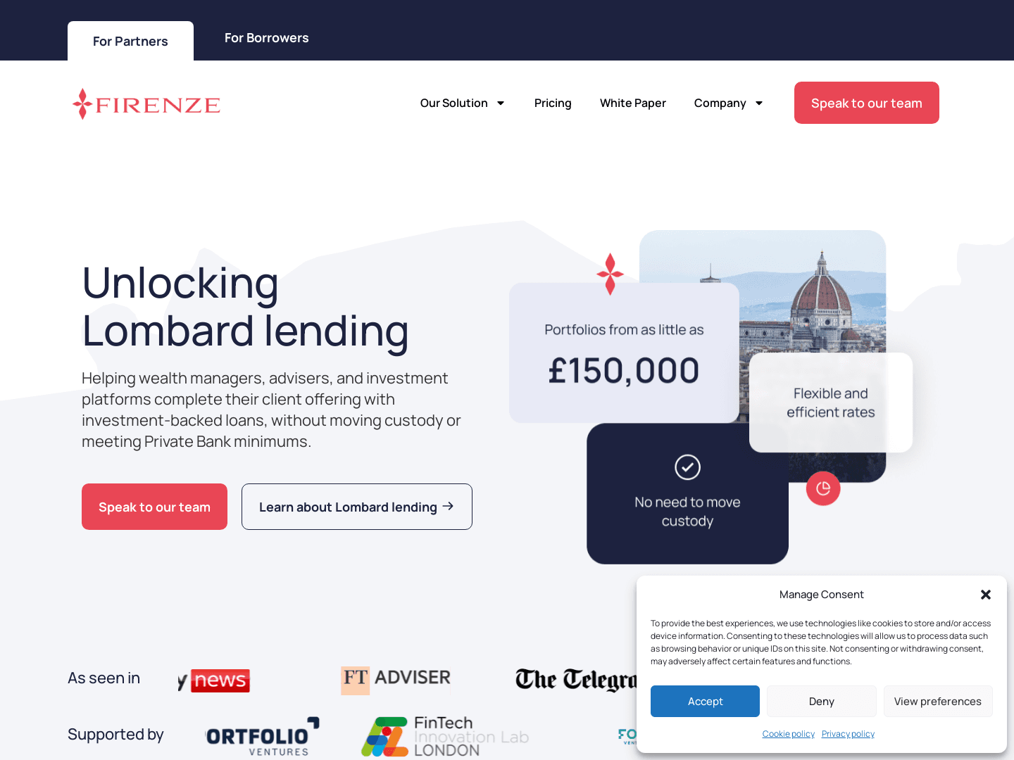 "Firenze Secures £2.5 Million for Lombard Lending Innovation"