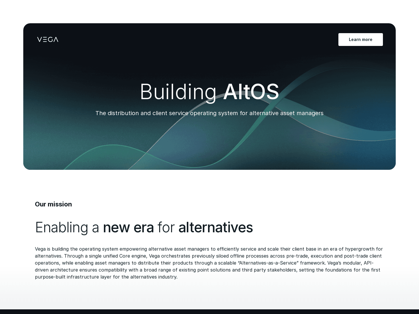 Vega Secures $20 Million to Transform Asset Management